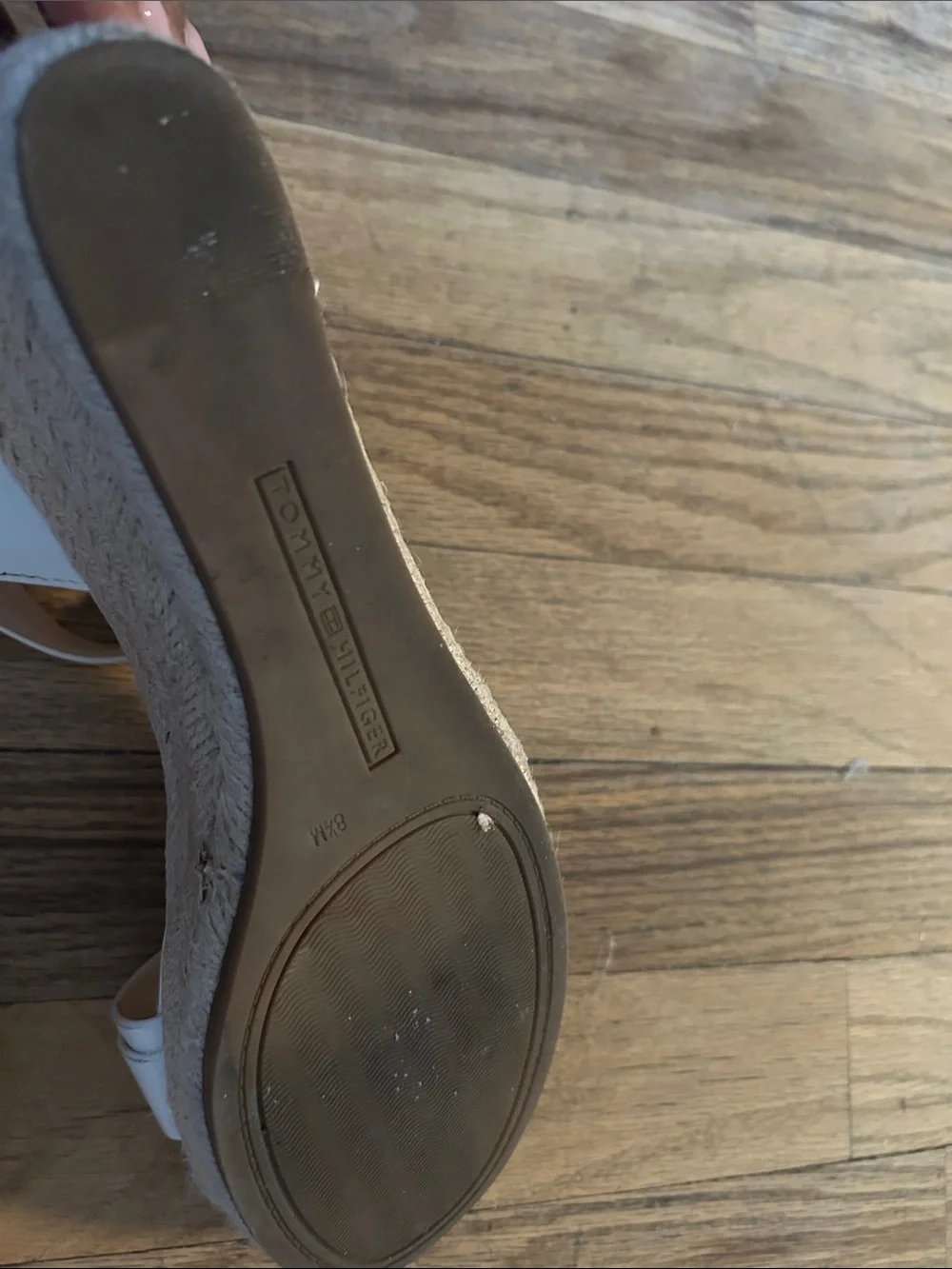 Tommy Hilfiger White Leather Espadrille Wedge Sandals
